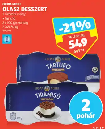 ALDI CUCINA NOBILE OLASZ DESSZERT 2 x 100 g ajánlat