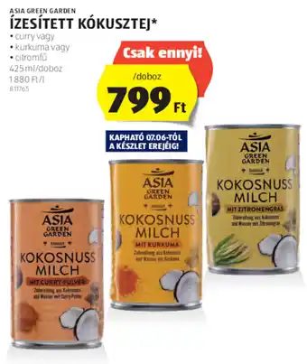 ALDI ASIA GREEN GARDEN ÍZESÍTETT KÓKUSZTEJ 425 ml ajánlat