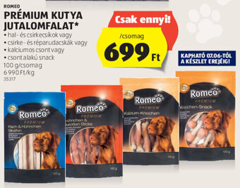 ALDI ROMEO PRÉMIUM KUTYA JUTALOMFALAT 100 g ajánlat