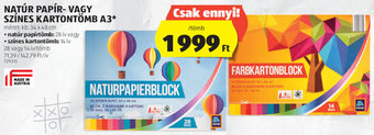 ALDI NATÚR PAPÍR- VAGY SZÍNES KARTONTÖMB A3 28 / 14 ív ajánlat