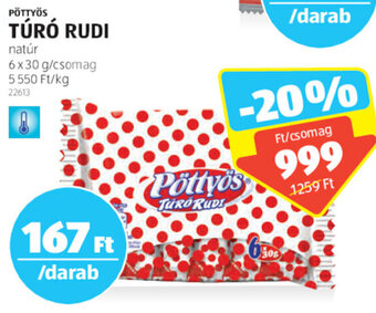 ALDI PÖTTYÖS TÚRÓ RUDI 6 x 30 g ajánlat