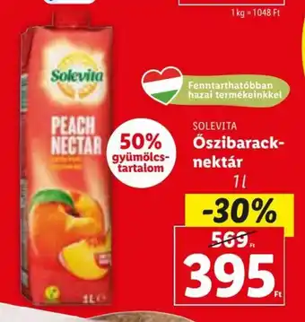 Lidl SOLEVITA Őszibarack- nektár 1 l ajánlat