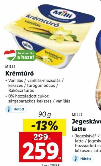 Lidl MILLI Krémtúró 90 g ajánlat