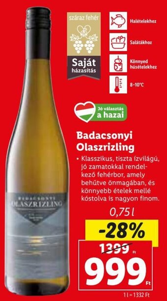 Lidl Badacsonyi Olaszrizling 0,75 l ajánlat