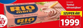 Lidl RIO MARE Tonhal olívaolajban 3 x 80 g ajánlat