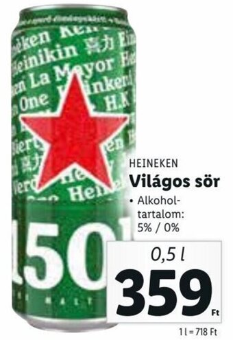 Lidl HEINEKEN Világos sör 0,5 l ajánlat