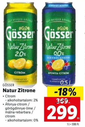 Lidl GÖSSER Natur Zitrone 0,5 l ajánlat