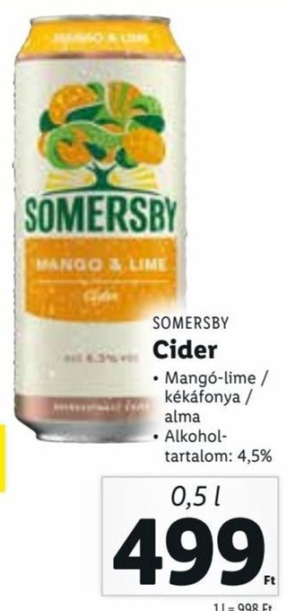 Lidl SOMERSBY Cider 0,5 l ajánlat