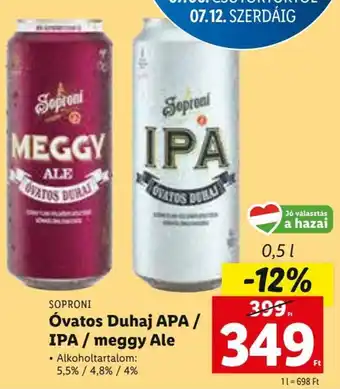 Lidl SOPRONI Óvatos Duhaj APA / IPA / meggy Ale 0,5 l ajánlat