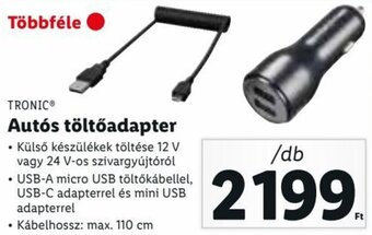 Lidl TRONIC Autós töltőadapter 1 db ajánlat