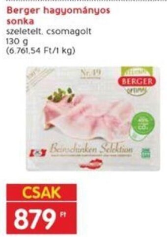 Interspar Berger hagyományos sonka 130 g ajánlat