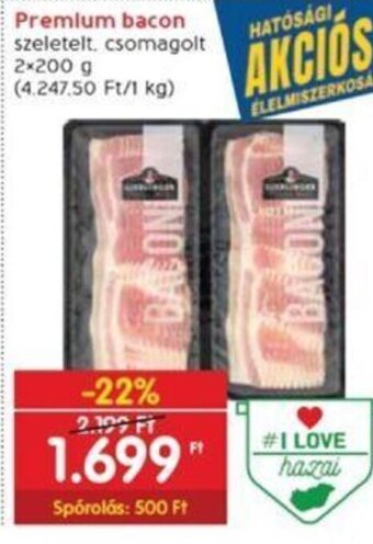 Interspar Premium bacon 2 x 200 g ajánlat
