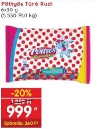 Interspar Pöttyös Túró Rudi, 6x30g ajánlat