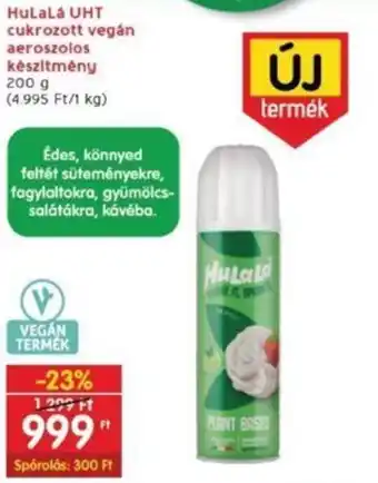 Interspar HuLaLá UHT cukrozott vegán aeroszolos készítmény 200 g ajánlat