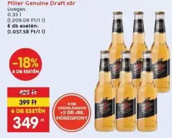 Interspar Miller Genuine Draft sör, 0,33l, 6 db esetén: ajánlat