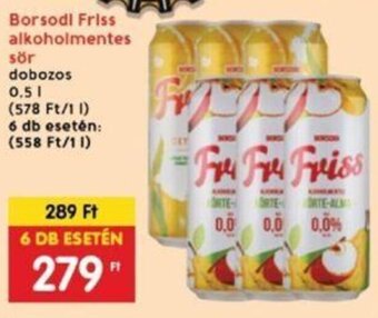 Borsodi Friss alkoholmentes sör 0,5 l