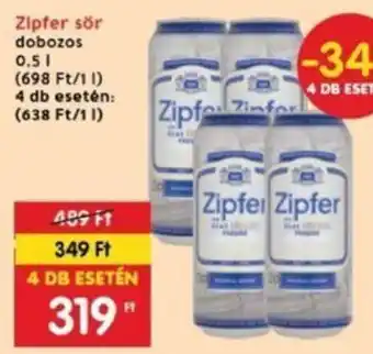 Interspar Zipfer sör 0,5 l ajánlat