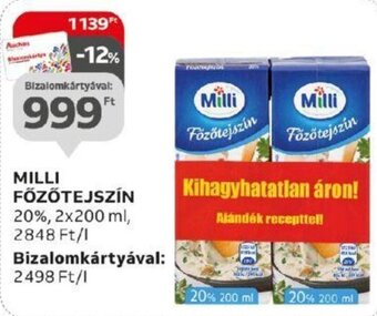 Auchan MILLI FŐZÖTEJSZÍN 2 x 200 ml ajánlat