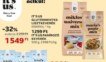 Auchan IT'S US GLUTÉNMENTES LISZTKEVERÉK 1 kg ajánlat