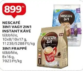 Auchan NESCAFÉ 3IN1 VAGY 2IN1 INSTANT KÁVÉ stb. 10 x 8 / 10 x 17 g / 8 x 16 g ajánlat