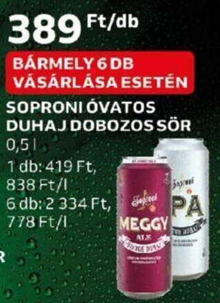 Auchan SOPRONI ÓVATOS DUHAJ DOBOZOS SÖR 0,5l ajánlat