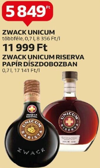 Auchan ZWACK UNICUM többféle, 0,7l ajánlat