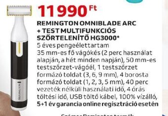 REMINGTON OMNIBLADE ARC + TEST MULTIFUNKCIÓS SZŐRTELENÍTŐ HG3000 1 db