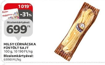 Auchan MILSY CÉRNÁCSKA FÜSTÖLT SAJT 100 g ajánlat