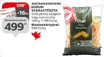 Auchan AUCHAN KEDVENC DURUM SZÁRAZTÉSZTA 500 g ajánlat