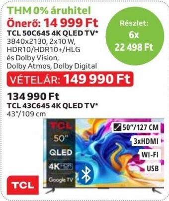 Auchan TCL 43C645 4K QLED TV 1 db ajánlat