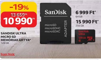 Auchan SANDISK ULTRA MICRO SD MEMÓRIAKÁRTYA 1 db ajánlat