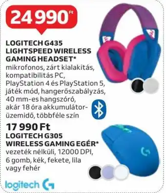 Auchan LOGITECH G435 LIGHTSPEED WIRELESS GAMING HEADSET 1 db ajánlat