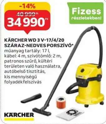 KÄRCHER WD 3 V-17/4/20 SZÁRAZ-NEDVES PORSZÍVÓ 1 db