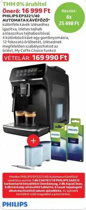Auchan PHILIPS EP3221/40 AUTOMATA KÁVÉFŐZŐ 1 db ajánlat