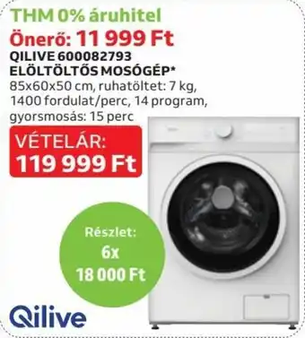 Auchan QILIVE 600082793 ELÖLTÖLTŐS MOSÓGÉP 1 db ajánlat