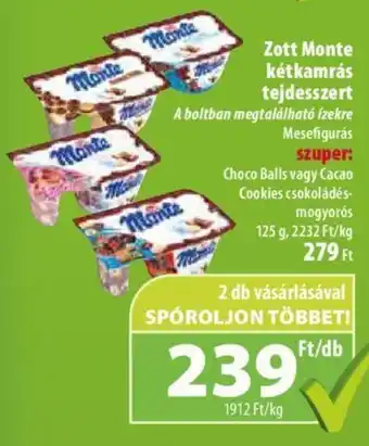 Coop Zott Monte kétkamrás tejdesszert 125 g ajánlat