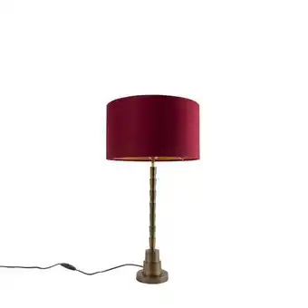 Lámpa és Fény Art deco asztali lámpa bronz bársony árnyalatú vörös 35 cm - pisos ajánlat
