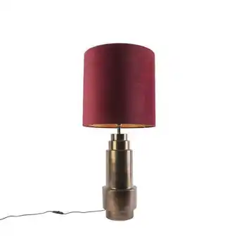 Lámpa és Fény Art deco asztali lámpa bronz bársony árnyalatú vörös, arany 50cm - bruut ajánlat