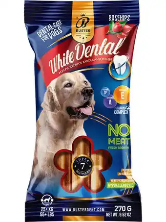 Rossmann Buster white dental sticks kukoricás jutalomfalat kutyáknak, csipkebogyóval - 270 g ajánlat
