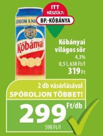 Coop Kőbányai világos sör, 0,5l ajánlat
