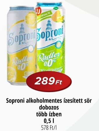 Real Soproni alkoholmentes ízesített sör dobozos több ízben 0,5l ajánlat