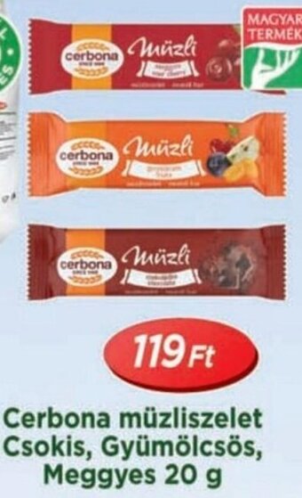 Real Cerbona müzliszelet Csokis, Gyümölcsös, Meggyes 20 g ajánlat