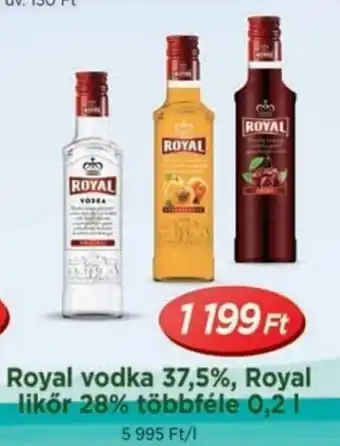 Real Royal vodka 37,5%, Royal likör 28% többféle 0,2 l ajánlat
