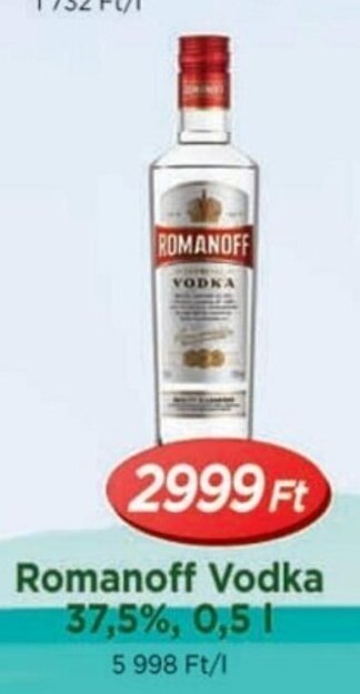 Real Romanoff Vodka 37,5%, 0,5 l ajánlat