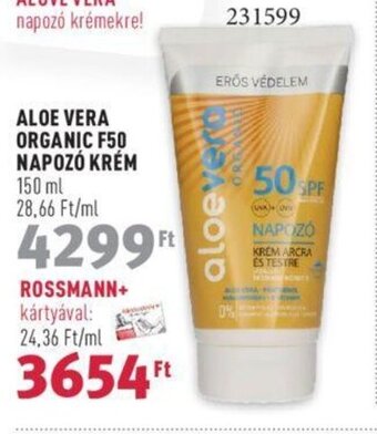 Rossmann ALOE VERA ORGANIC F50 NAPOZÓ KRÉM 150 ml ajánlat