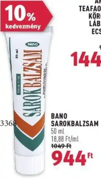 Rossmann BANO SAROKBALZSAM 50 ml ajánlat