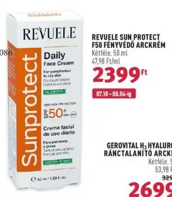 REVUELE SUN PROTECT F50 FÉNYVÉDŐ ARCKRÉM 50 ml