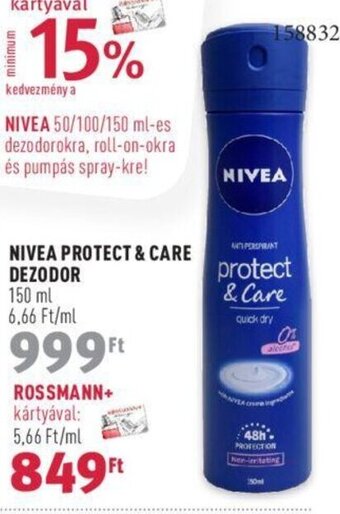 Rossmann NIVEA PROTECT & CARE DEZODOR 150 ml ajánlat