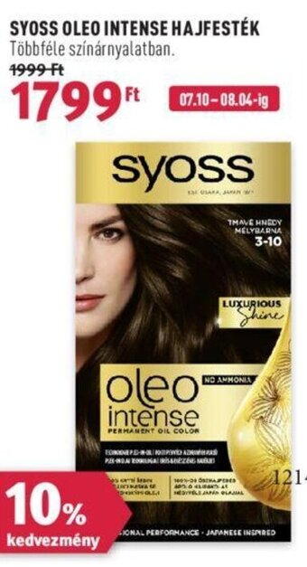 Rossmann SYOSS OLEO INTENSE HAJFESTÉK 1 db ajánlat