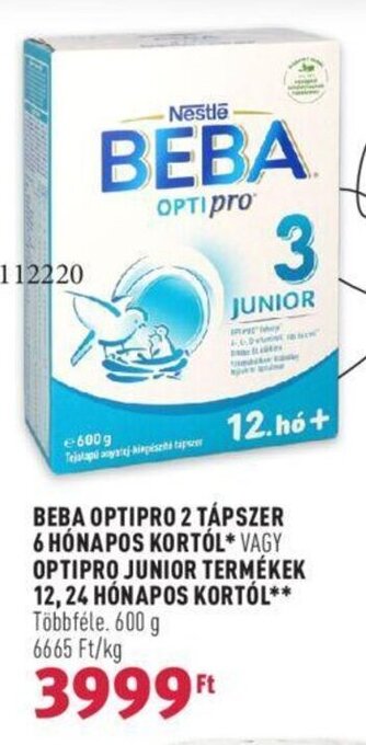 Rossmann BEBA OPTIPRO 2 TÁPSZER 6 HÓNAPOS KORTÓL stb. 600 g ajánlat